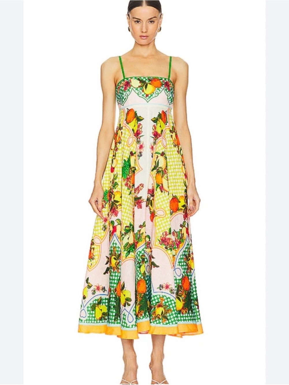 ALÉMAIS Lemonis Printed Linen
Midi Dress Sz 2